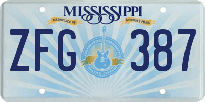 MS license plate ZFG387