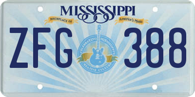 MS license plate ZFG388