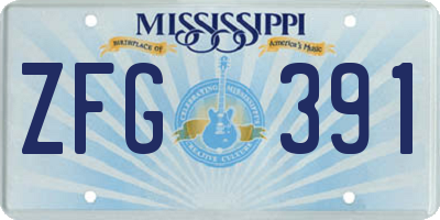 MS license plate ZFG391