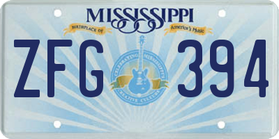 MS license plate ZFG394