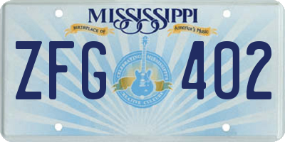 MS license plate ZFG402