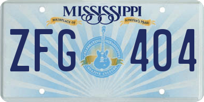 MS license plate ZFG404
