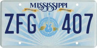 MS license plate ZFG407