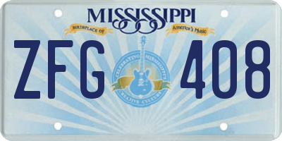 MS license plate ZFG408
