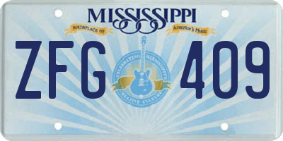 MS license plate ZFG409
