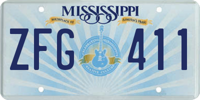 MS license plate ZFG411