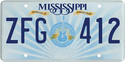 MS license plate ZFG412