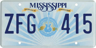 MS license plate ZFG415