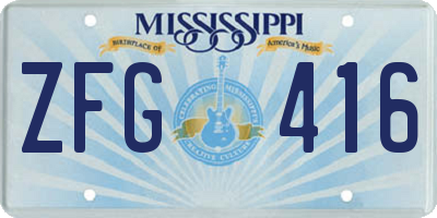 MS license plate ZFG416