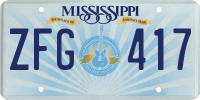 MS license plate ZFG417