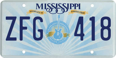 MS license plate ZFG418