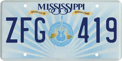 MS license plate ZFG419