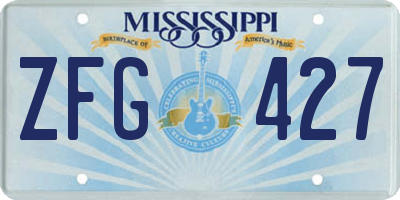 MS license plate ZFG427