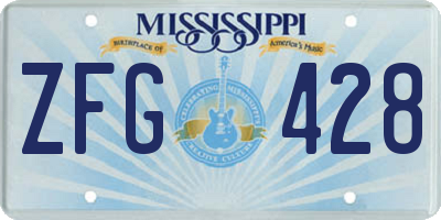 MS license plate ZFG428