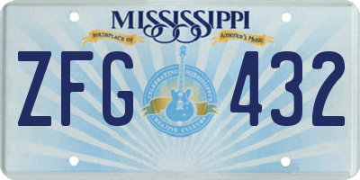 MS license plate ZFG432