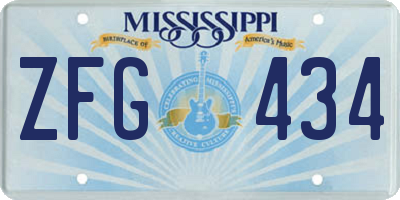 MS license plate ZFG434