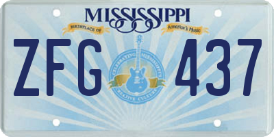 MS license plate ZFG437