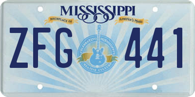 MS license plate ZFG441