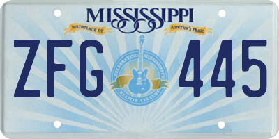 MS license plate ZFG445