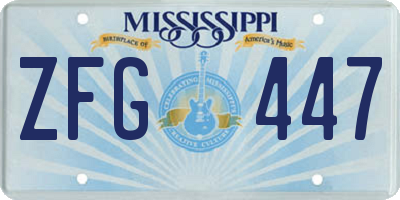 MS license plate ZFG447
