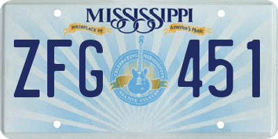 MS license plate ZFG451
