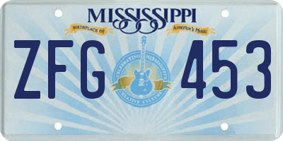 MS license plate ZFG453