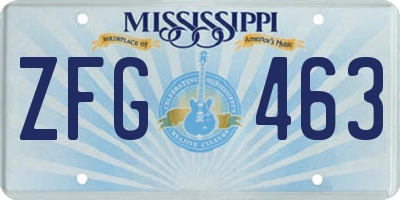 MS license plate ZFG463