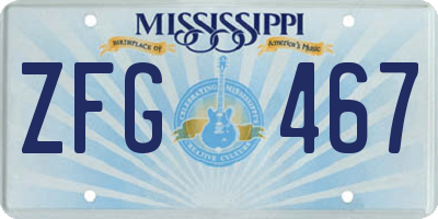 MS license plate ZFG467