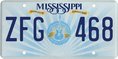 MS license plate ZFG468