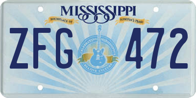 MS license plate ZFG472