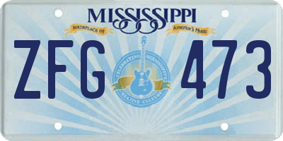 MS license plate ZFG473