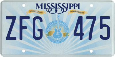 MS license plate ZFG475