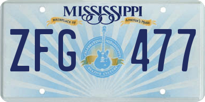 MS license plate ZFG477
