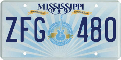 MS license plate ZFG480