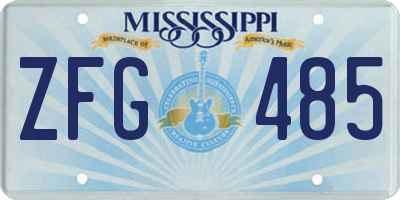 MS license plate ZFG485