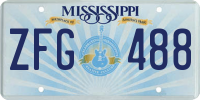 MS license plate ZFG488
