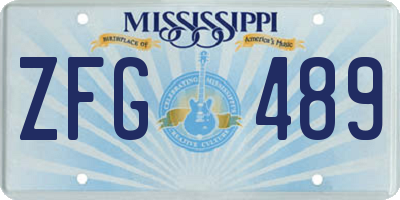 MS license plate ZFG489