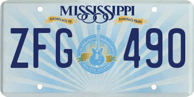MS license plate ZFG490