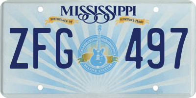 MS license plate ZFG497
