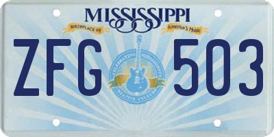 MS license plate ZFG503