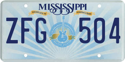 MS license plate ZFG504