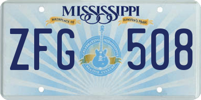 MS license plate ZFG508