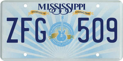 MS license plate ZFG509