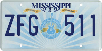 MS license plate ZFG511