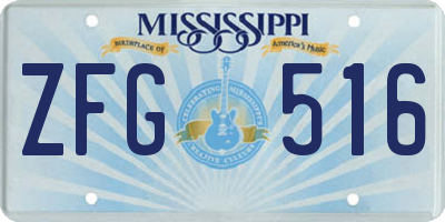 MS license plate ZFG516