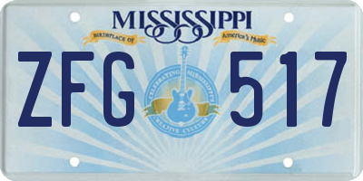 MS license plate ZFG517