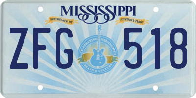 MS license plate ZFG518