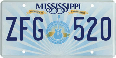 MS license plate ZFG520