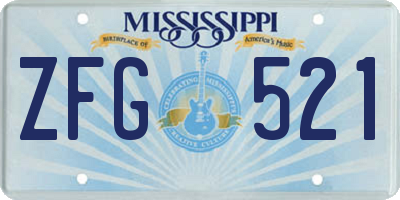 MS license plate ZFG521