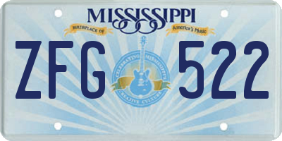 MS license plate ZFG522